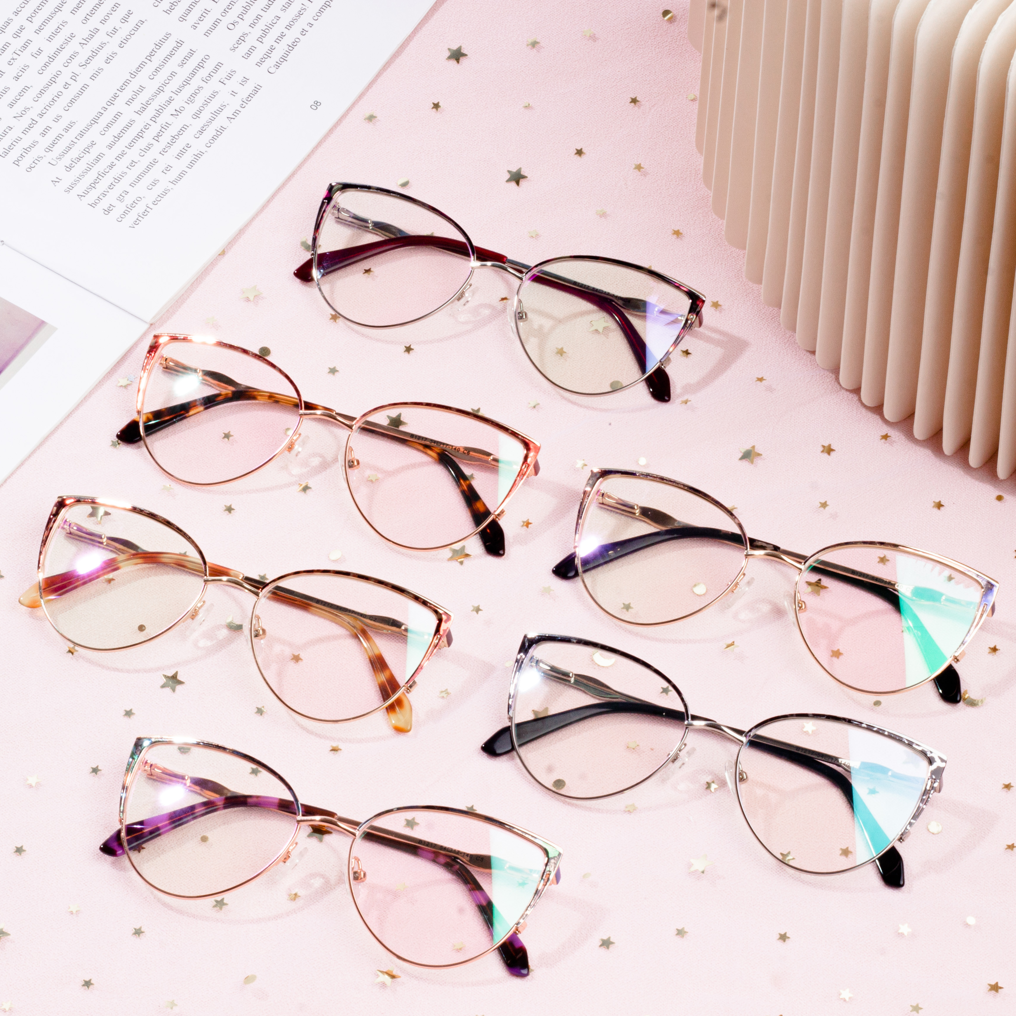 Optical Cat Eye Frame Womens Spectacle กรอบแว่นตาโลหะ