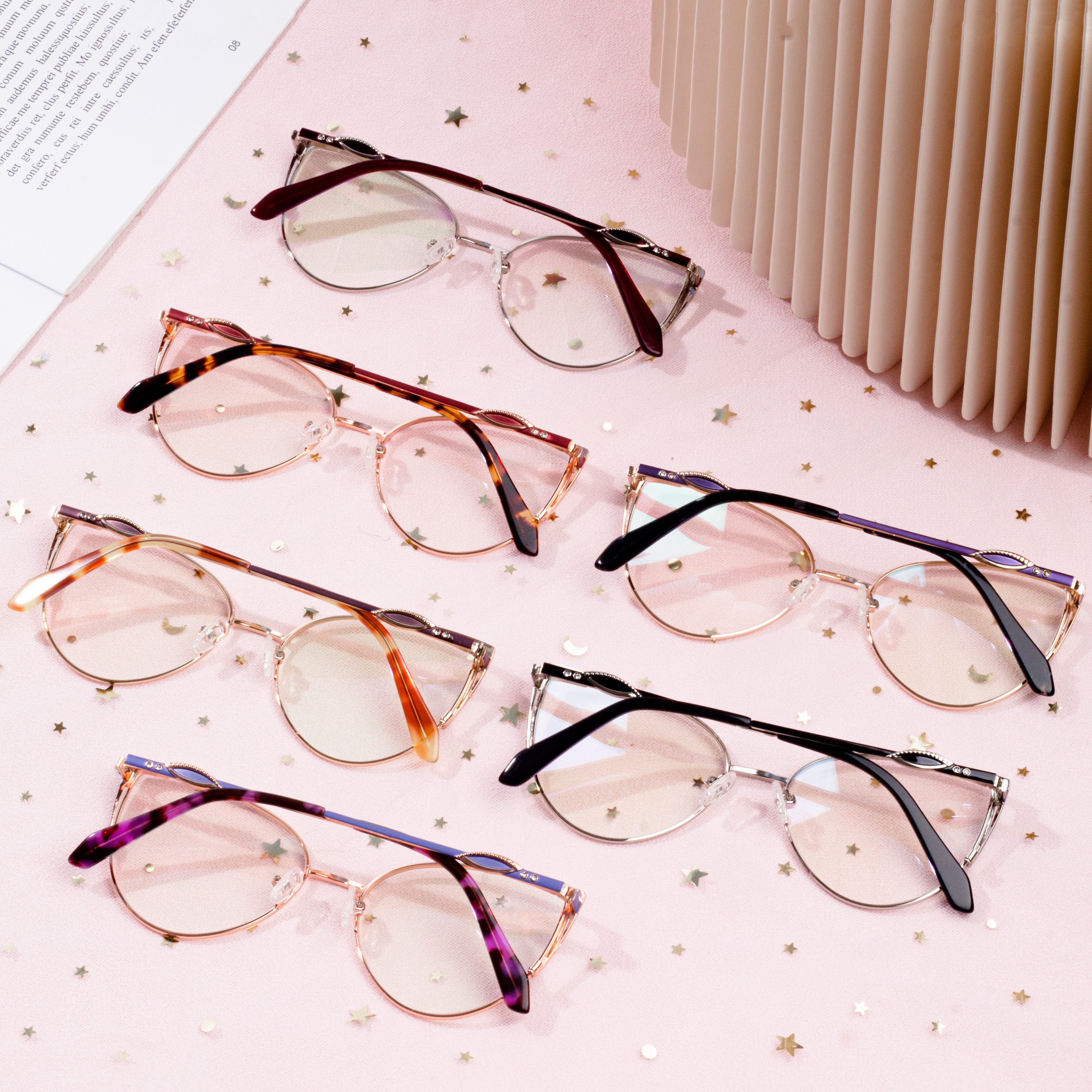 Optical Cat Eye Frame Womens Spectacle กรอบแว่นตาโลหะ