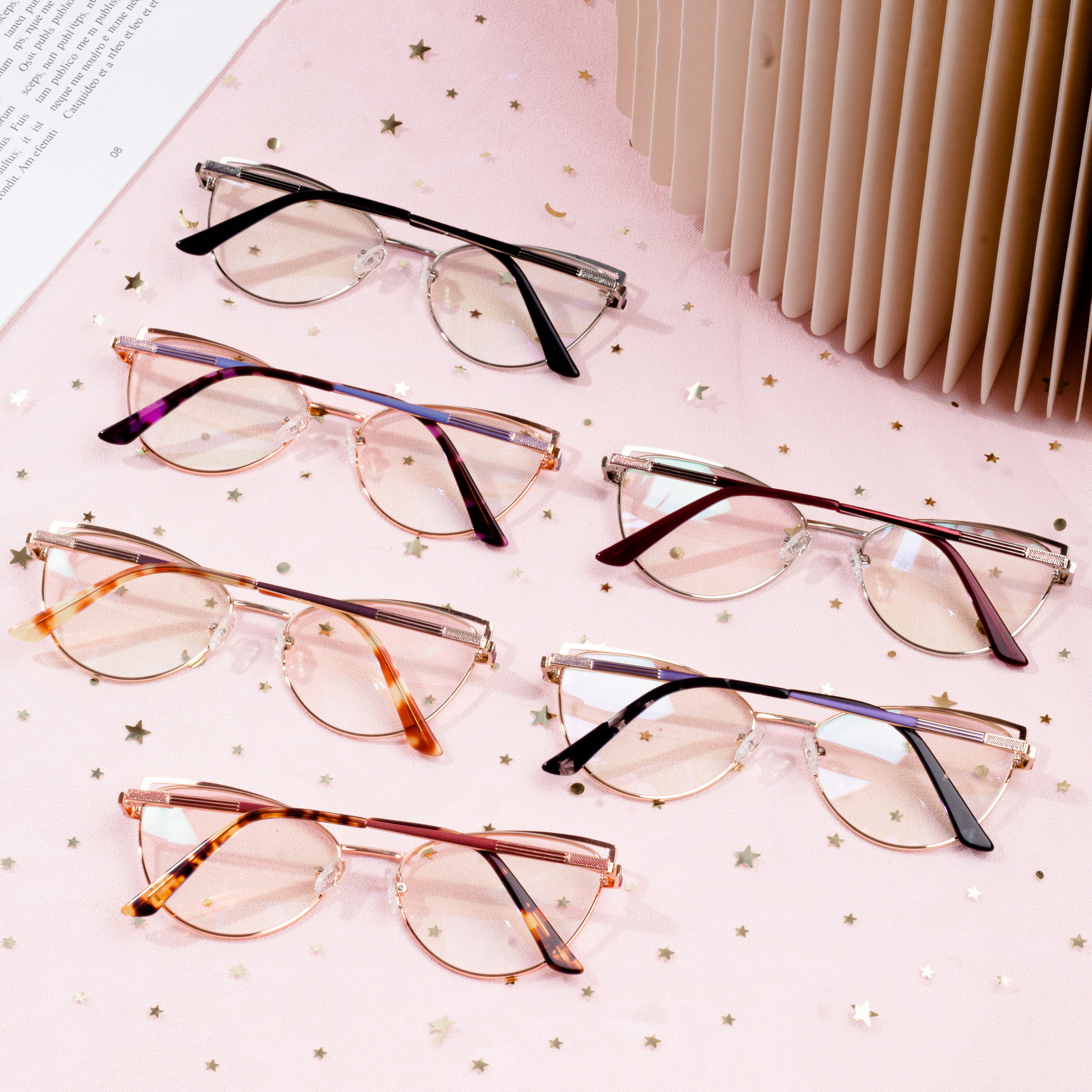 Anti Blue Ray Glasses Metal Cat Eye Eyeglasses Frame