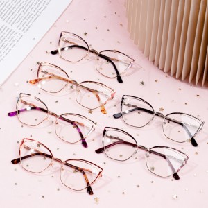 Hlau Cat Eye Optical Eyewear Tsom iav Qhov Muag Rau Cov Poj Niam