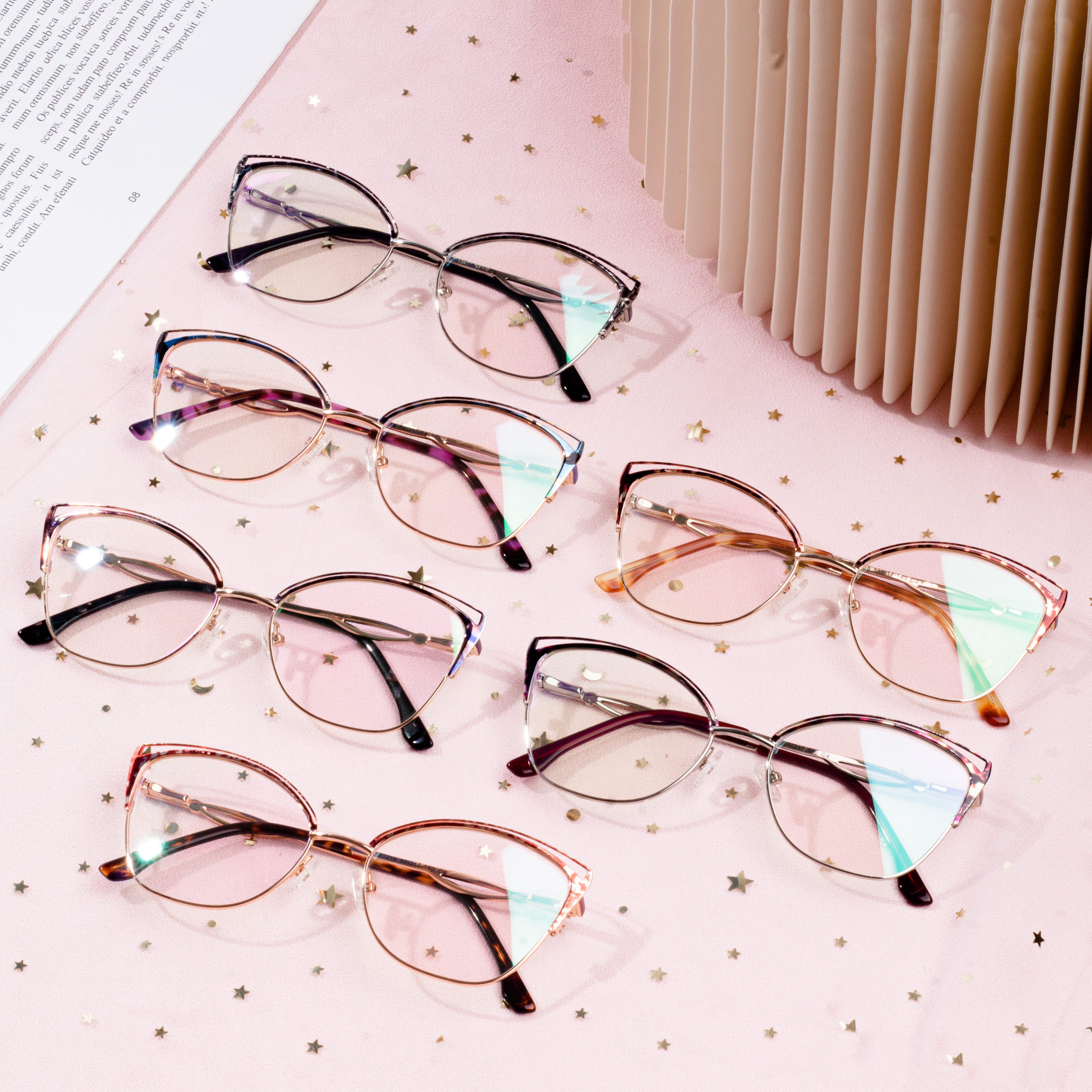 Trendy Anti luce blu Vendita calda di Metal Cat Eye Optical Eyeglasses Frames