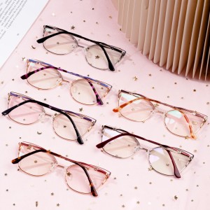 Trendy Anti blau ljocht Hot ferkeapjende Metal Cat Eye Optical Eyeglasses Frames