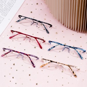 Metal Frames glasses Anti Blue Light Optical Women Half Rim Eyeglasses