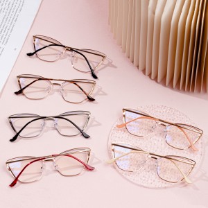 Metallrammer cat eye Anti Blue Light Optical Frame Dame