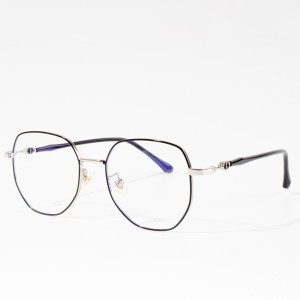 Gafas de metal de moda para mujer con montura óptica anti-azul