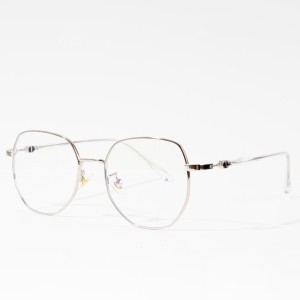 Gafas de metal de moda para mujer con montura óptica anti-azul