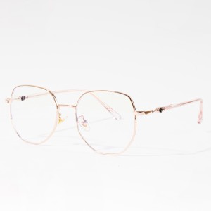 Gafas de metal de moda para mujer con montura óptica anti-azul