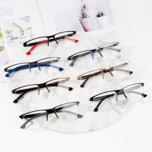 Hlau Square Eyeglasses ib nrab duab Ncej