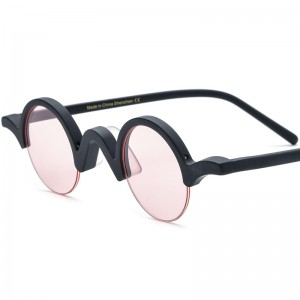 Acetate half frame vintage round sunglasses