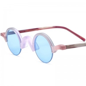 Acetate half frame vintage round sunglasses