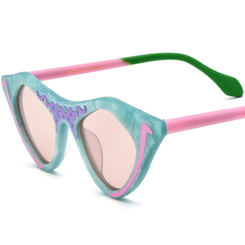 New color matching acetate cat eye sunglasses