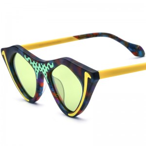 New color matching acetate cat eye sunglasses