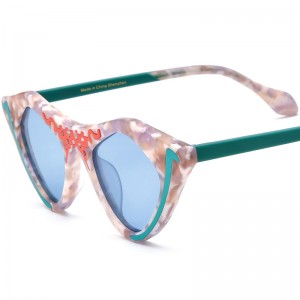 New color matching acetate cat eye sunglasses