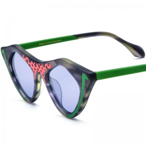 New color matching acetate cat eye sunglasses