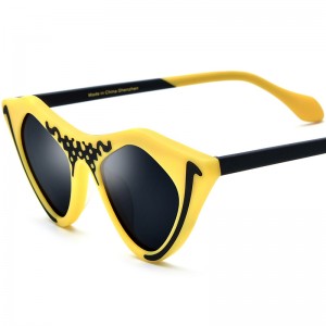 New color matching acetate cat eye sunglasses