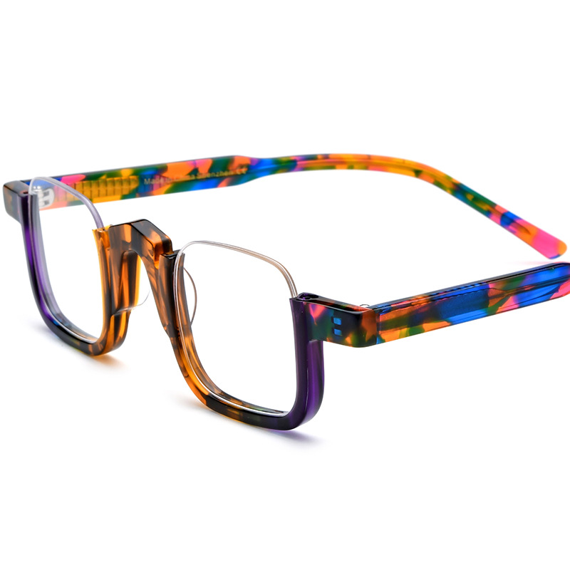 Zeelool Timber frame half-frame glasses