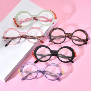 multicolor Mosaic round acetate frames