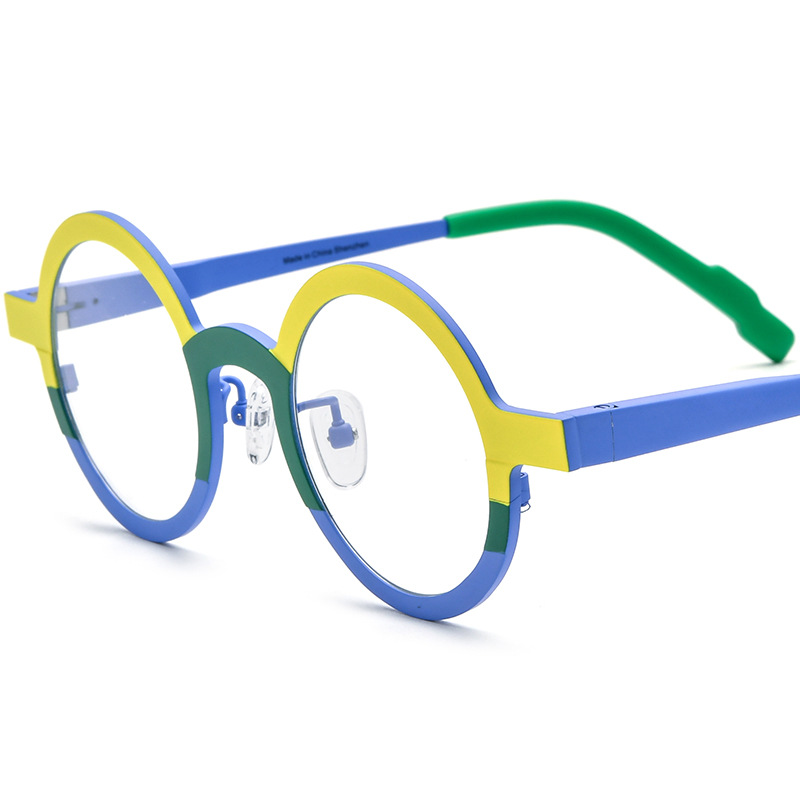 Color pure titanium round spectacle frame