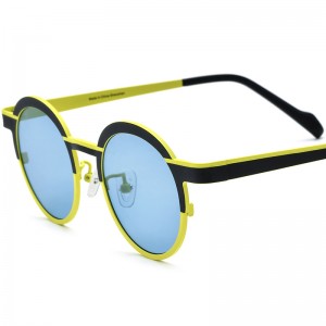 Color matching pure titanium round sunglasses