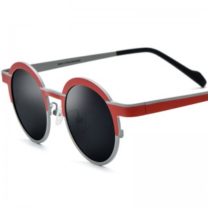 Color matching pure titanium round sunglasses