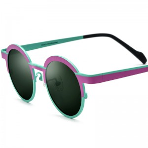 Color matching pure titanium round sunglasses